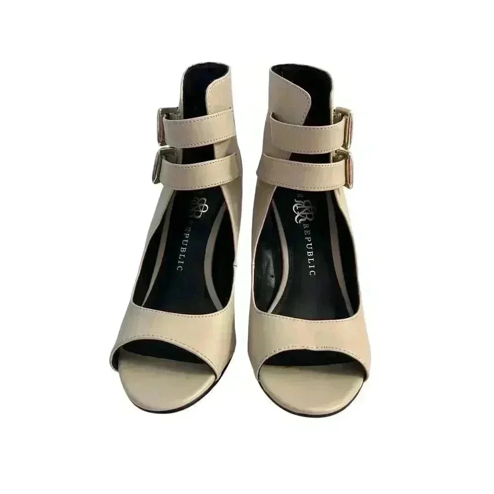 Rock & Republic Double Strap Heels Light Beige Women's Size 7